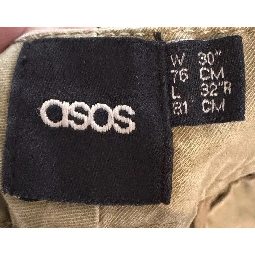 ASOS‎ Design Men's Chino Pants Tapered Cotton Khaki Size 30 X 32 Office Travel
